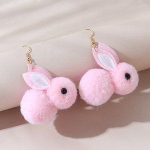 Whimsical Earrings Pink Bunnies